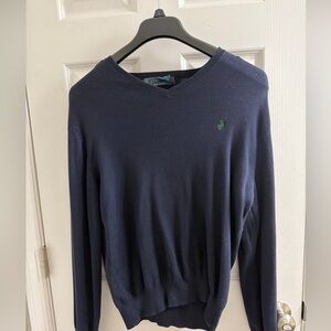 Polo Ralph Lauren Merino Wool V-Neck Sweater Men’s L Navy Blue Large